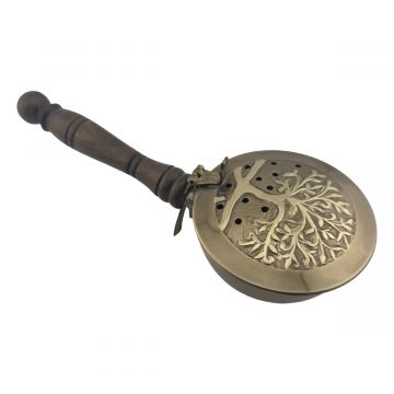 Tree of Life Brass Burner with Wood Handle, Each